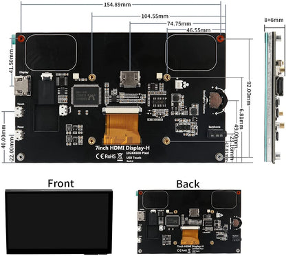 WIMAXIT M728 Raspberry Pi 7” Touch Screen Display Monitor 1024X600 USB Powered HDMI Screen Monitor IPS 178 °with Rear Speakers&Stand for Raspberry 5/4/3/ 2/ Laptop/PC