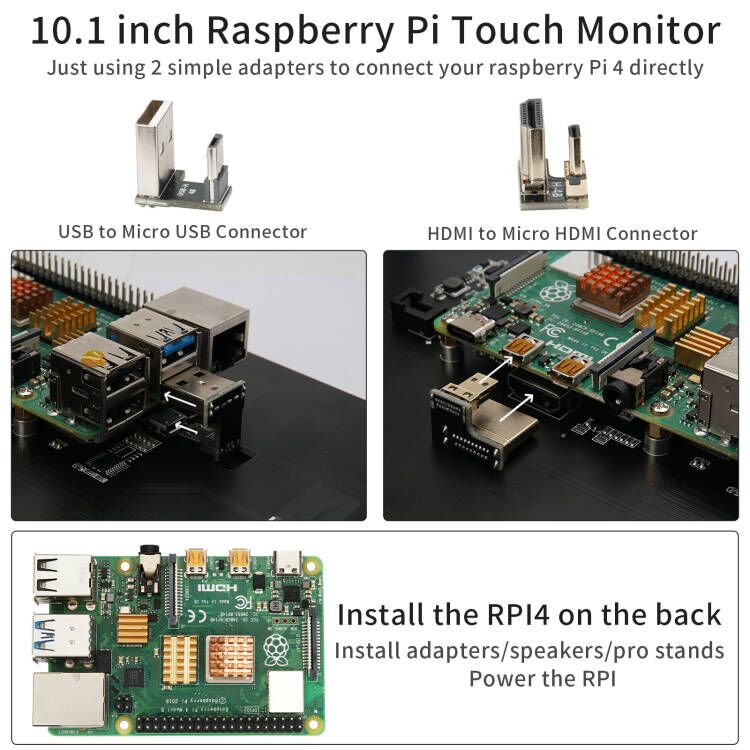 WIMAXIT 10.1 Inch 1024X600 IPS Portable Touch Monitor with Dual USB HDMI 178° Viewing Angle for Raspberry Pi 4 3 2 Zero B+ Model B Xbox PS4 iOS Win7/8/10